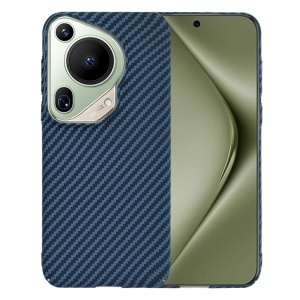 Husa pentru Huawei Pura 70 Ultra, SKYDDAR INNOVATION, textura carbon, Carbonite FiberShell, set cu sticker, Cyan,
