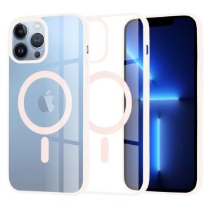 Husa pentru iPhone 13 Pro Max, SKYDDAR INNOVATION, MagSafe Pro din silicon, set cu sticker, Roz