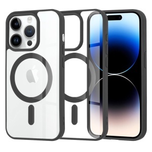Husa pentru iPhone 14 Pro, SKYDDAR INNOVATION, MagSafe Pro din silicon, set cu sticker, Negru
