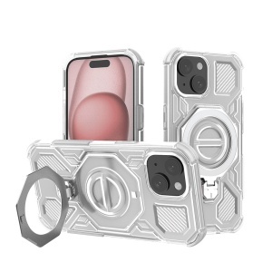 Husa pentru iPhone 15, Antisoc, SKYDDAR INOVATION, Carbon Shield PRO, Magsafe, set cu sticker, Alb - Img 1