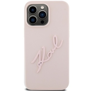 Husa pentru iPhone 15 Pro, Liquid Silicone, Karl Lagerfeld, Roz - Img 3