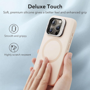 Husa pentru iPhone 15 Pro Max - ESR Cloud Soft HaloLock Kickstand - Light Tan - Img 2