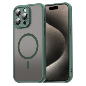 Husa pentru iPhone 15 Pro Max, SKYDDAR INNOVATION, HaloFrost MagSafe II, Antisoc, set cu sticker, Verde