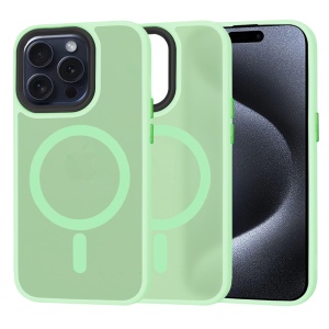 Husa pentru iPhone 15 Pro, SKYDDAR INNOVATION, HaloFrost MagSafe, Antisoc, set cu sticker, Verde deschis