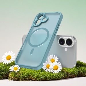 Husa pentru iPhone 16, Antisoc, HaloFrost MagSafe II, set cu sticker, Verde menta - Img 5