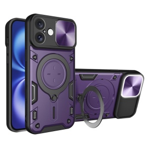 Husa pentru iPhone 16, SKYDDAR INNOVATION, CamGuard Pro, Inel Magnetic, Protectie Camera, Mov, set cu sticker