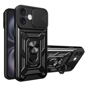 Husa pentru iPhone 16, SKYDDAR INNOVATION, CamShield, Negru, set cu sticker