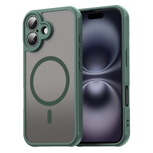 Husa pentru iPhone 16, SKYDDAR INNOVATION, HaloFrost MagSafe II, Antisoc, set cu sticker, Verde