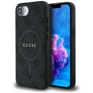 Husa pentru iPhone 16e, 4G Collection Leather MagSafe, Guess - Negru