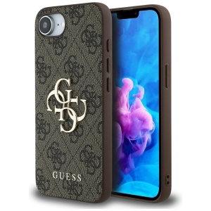 Husa pentru iPhone 16e, Guess, Hardcase 4G Charm, Maro