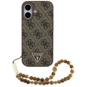 Husa pentru iPhone 17, Hardcase 4G Strap Triangle Logo MagSafe, Guess, Maro