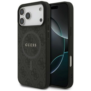 Husa pentru iPhone 17 Pro Max, 4G Ring Classic Logo MagSafe, Guess, Negru