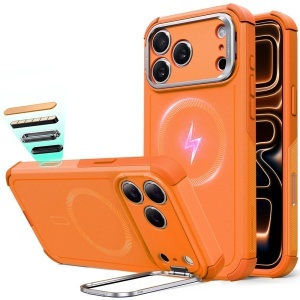 Husa pentru iPhone 17 Pro Max, ESR Cyber Armor Kickstand, Negru