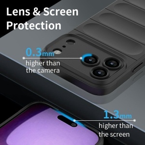 Husa pentru iPhone 17 Pro Max, SKYDDAR INNOVATION, Magic Shield, din Silicon Mat, set cu sticker, Mov - Img 5