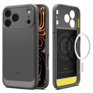 Husa pentru iPhone 17 Pro Max, Spigen Rugged Armor MagSafe, Gri