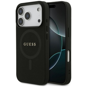 Husa pentru iPhone 17 Pro, Saffiano Classic Logo MagSafe, Guess, Negru