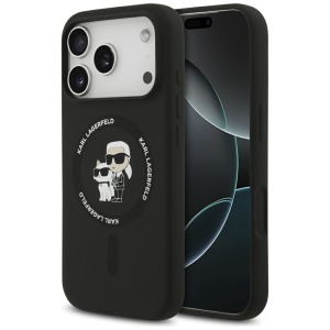 Husa pentru iPhone 17 Pro, Silicone MagSafe, Karl Lagerfeld, Negru