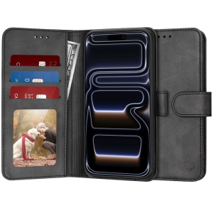 Husa pentru iPhone 17 Pro, SKYDDAR INNOVATION, Diary Book, tip carte, cu Portofel Interior, Antisoc, Negru, set cu sticker  - Img 1