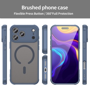 Husa pentru iPhone 17 Pro, SKYDDAR INNOVATION, HaloFrost MagSafe II, Antisoc, set cu sticker, Bleumarin - Img 7