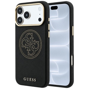 Husa pentru iPhone 18 Pro / iPhone 17 Pro - Guess Leather Perforated 4G MagSafe (GUHMP18L6PS4SRGK) - Black