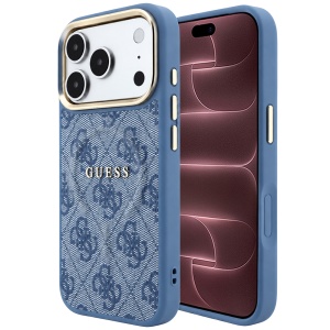 Husa pentru iPhone 18 Pro Max / iPhone 17 Pro Max - Guess 4G Embossed Classic MagSafe - Blue