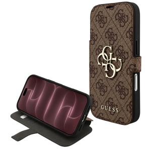 Husa pentru iPhone 18 Pro Max / iPhone 17 Pro Max - Guess Book 4G Metal Logo - Brown