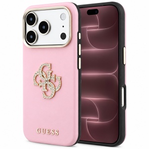 Husa pentru iPhone 18 Pro Max / iPhone 17 Pro Max - Guess Smooth Big Strass Logo - Pink