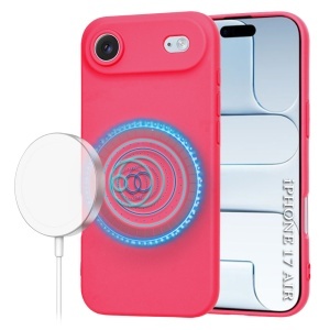 Husa pentru iPhone Air, SKYDDAR INNOVATION, din Silicon Catifelat, SoftFlex Magsafe, set cu sticker, Fucsia - Img 6