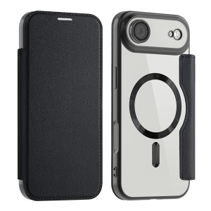 Husa pentru iPhone Air tip carte, SKYDDAR INOVATION, SmartMag Book, Magsafe, RFiD, Suport Carduri, set cu sticker, Negru - Img 2