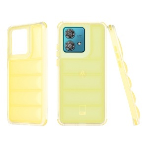 Husa pentru Motorola Edge 40 Neo, anti soc, margini ridicate, design modern, set cu sticker, wave shield, Galben