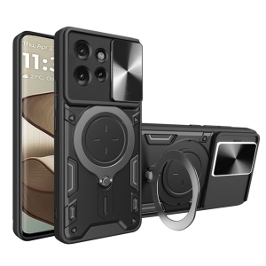 Husa pentru Motorola Edge 50, SKYDDAR INNOVATION, CamGuard Pro, Inel Magnetic, Protectie Camera, set cu sticker, Negru