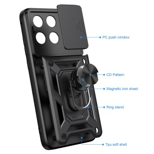 Husa pentru Motorola Edge 70 Fusion, protectie camere, Inel magnetic, set cu sticker, CamShield, Albastru - Img 3
