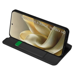 Husa pentru Motorola Edge 70 Pro tip Carte Magnetic cu Portofel Interior, set cu sticker, Magskin Book, Negru - Img 2