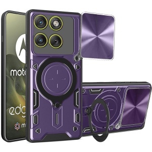 Husa pentru Motorola Edge 70, SKYDDAR INNOVATION, CamGuard Pro, Inel Magnetic, Protectie Camera, set cu sticker, Mov