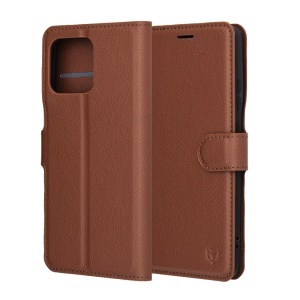Husa pentru Motorola Edge 70, SKYDDAR INNOVATION, Leather Folio tip Carte, cu Portofel Interior, Finisaje Premium, set cu sticker, Maro - Img 7
