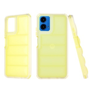 Husa pentru Motorola Moto G34 / Moto G45, anti soc, margini ridicate, design modern, set cu sticker, wave shield, Galben