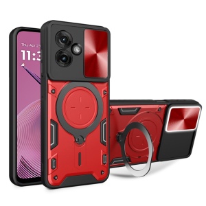 Husa pentru Motorola Moto G55, SKYDDAR INNOVATION, CamGuard Pro, Inel Magnetic, Protectie Camera, set cu sticker, Rosu