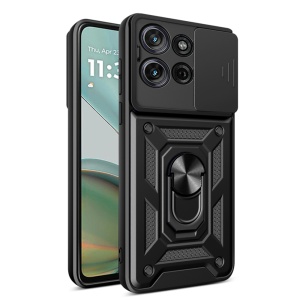 Husa pentru Motorola Moto G75, SKYDDAR INNOVATION, CamShield, Inel magnetic, set cu sticker, Negru