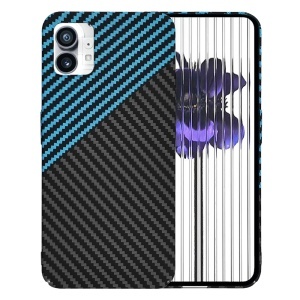 Husa pentru Nothing Phone (1), SKYDDAR INNOVATION, textura carbon, Carbonite FiberShell, set cu sticker, Bleu,