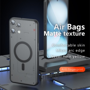 Husa pentru Nothing Phone (3a) Lite, SKYDDAR INNOVATION, PureFrost MagSafe, AntiSoc, set cu sticker, Negru frost - Img 2