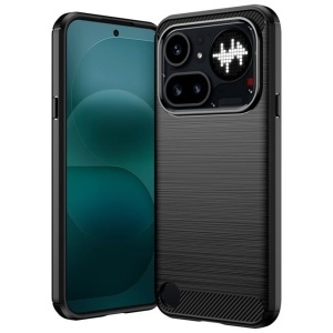 Husa pentru Nothing Phone (4a) Pro din Silicon Slim, cu textura Fibra Carbon, set cu sticker, Carbon Silicone, Negru