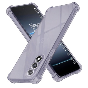 Husa pentru OnePlus Nord 5, SKYDDAR INNOVATION, Shockproof Clear Silicone, Silicon Slim, set cu sticker, Fumuriu