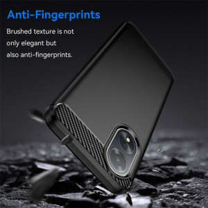 Husa pentru Oppo A18 / A38 din silicon, Slim, cu textura Fibra Carbon - Negru - Img 6