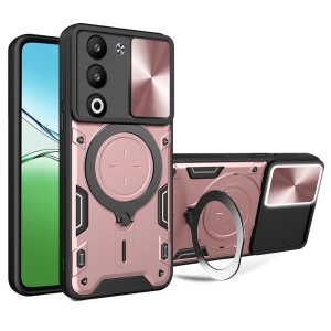 Husa pentru Oppo A5 4G, SKYDDAR INNOVATION, CamGuard Pro, Inel Magnetic, Protectie Camera, set cu sticker, Roz auriu