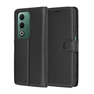 Husa pentru Oppo A5 4G, SKYDDAR INNOVATION, Leather Folio tip Carte, cu Portofel Interior, Finisaje Premium, set cu sticker, Negru