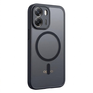 Husa pentru Oppo A6 4G MagSafe, Antisoc, Finisaje Premium, PureFrost, set cu sticker, Negru frost