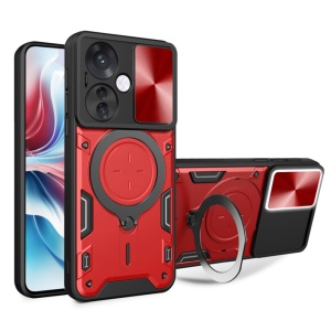 Husa pentru Oppo Reno11 F, cu inel magnetic si suport ajustabil, protecție completa camera, SKDR SafeCover - Rosu