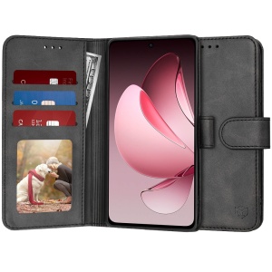 Husa pentru Oppo Reno13 F 4G / Reno13 F 5G / Reno13 FS 5G, SKYDDAR INNOVATION, Diary Book, tip carte cu Portofel Interior, Protectie la socuri, Negru, set cu sticker