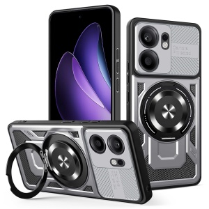 Husa pentru Oppo Reno13 F 4G / Reno13 F 5G / Reno13 FS 5G, SKYDDAR INNOVATION, RuggedCam, Inel magnetic antisoc, set cu sticker, Gri