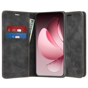 Husa pentru Oppo Reno13 Pro, SKYDDAR INNOVATION, Soft Wallet, tip Carte, din piele Eco Premium cu Portofel Interior, Negru, set cu sticker